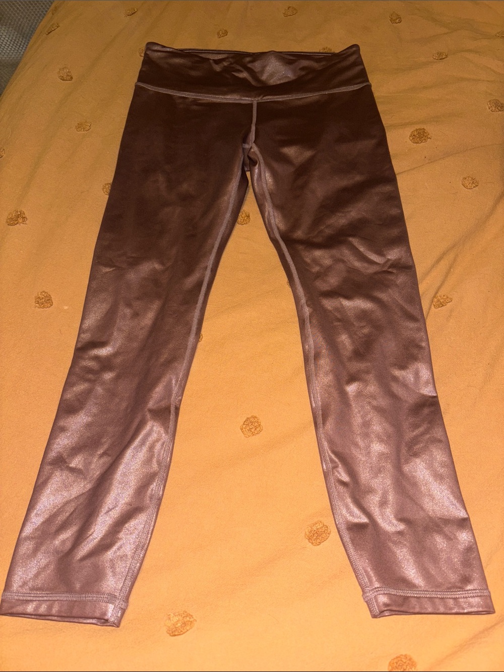 Athleta Metallic Brown High-Rise Faux Leather Leggings